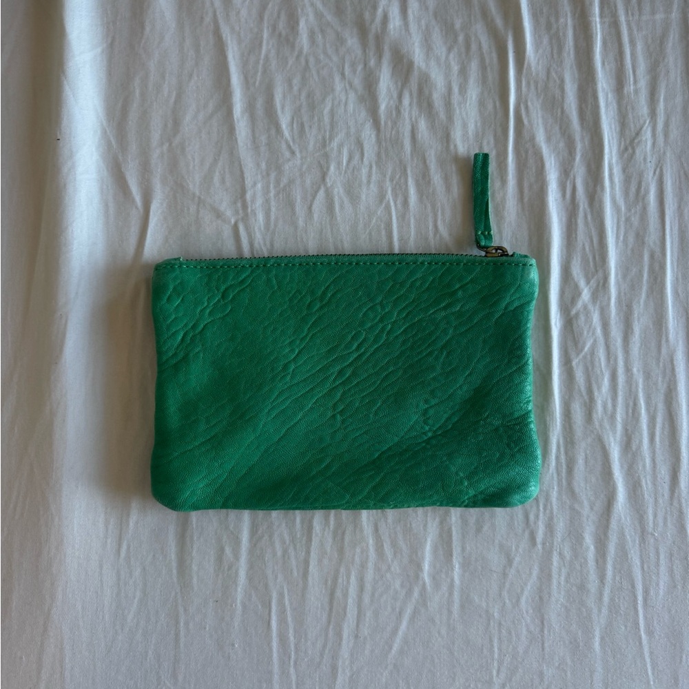 PRIMECUT BAGS green leather zipper pouch